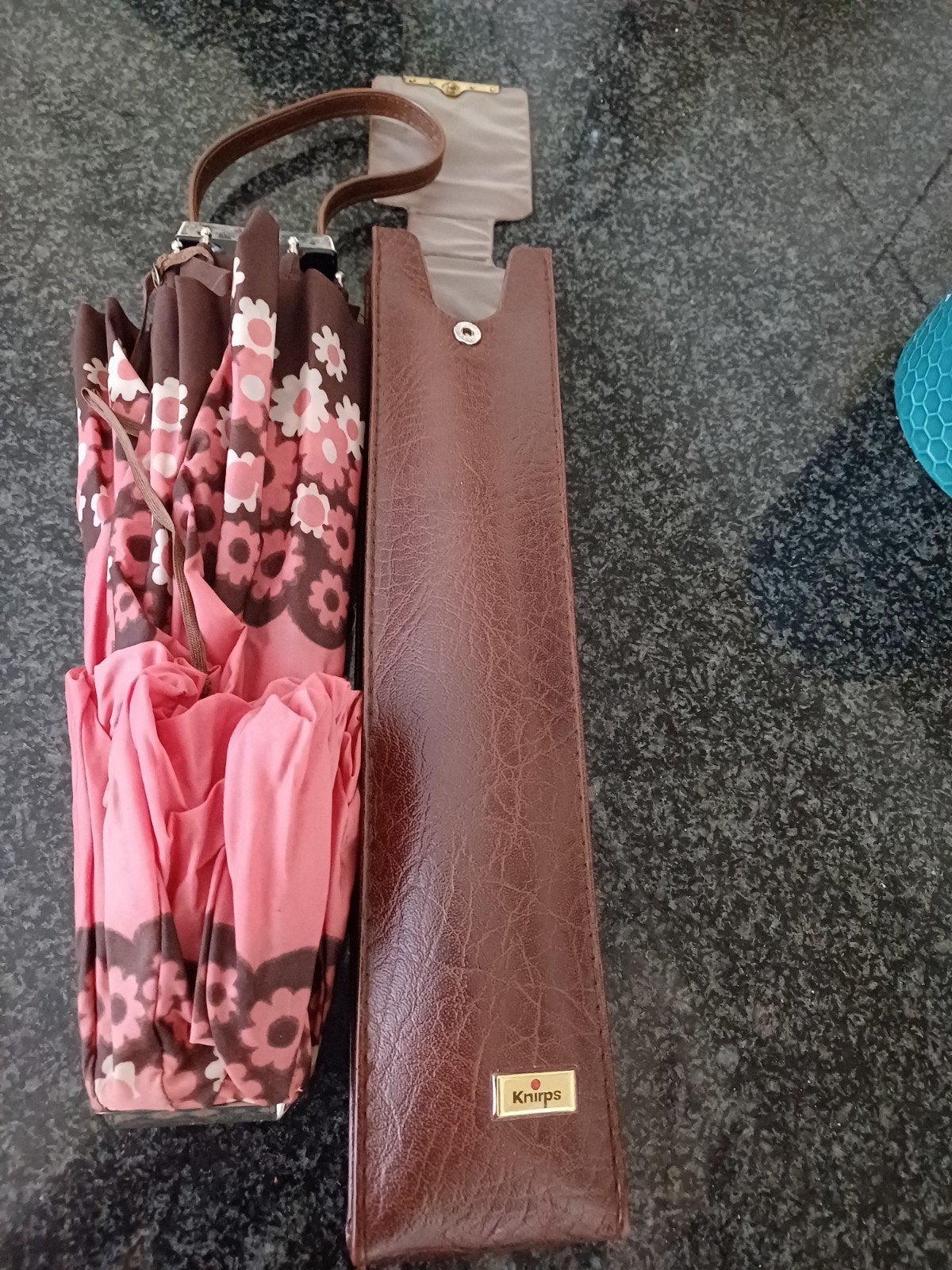 Knirps paraplu met vintage roze/bruin bloemen, Sieraden, Tassen en Uiterlijk, Paraplu's, Ophalen of Verzenden, Gebruikt, Roze
