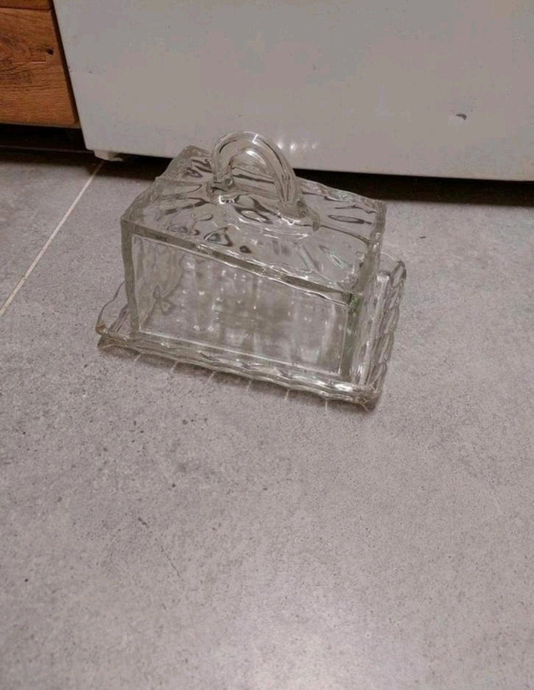 Art deco Jugendstil glazen kaasbak botervloot, Antiek en Kunst, Antiek | Glas en Kristal, Ophalen of Verzenden