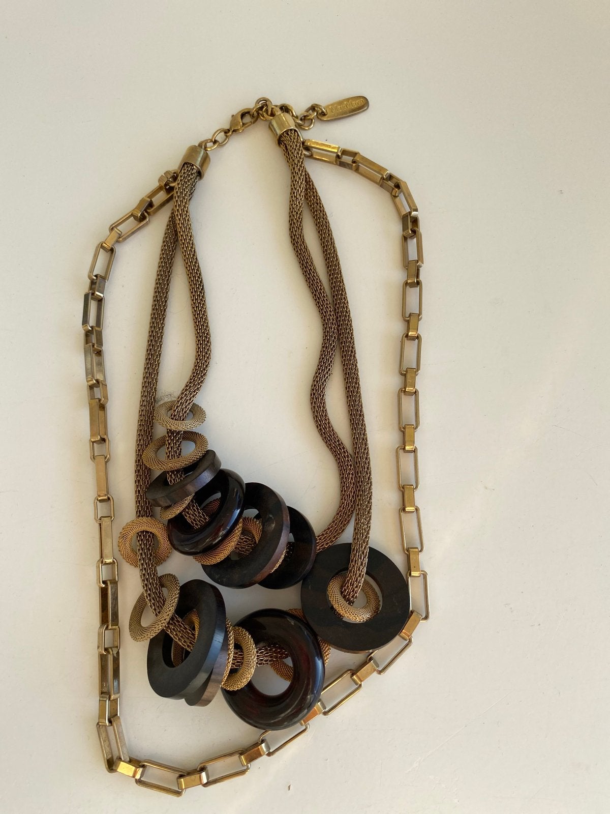 Max Mara ketting met houten en metalen details, Sieraden, Tassen en Uiterlijk, Bruin, Ophalen of Verzenden, Zo goed als nieuw