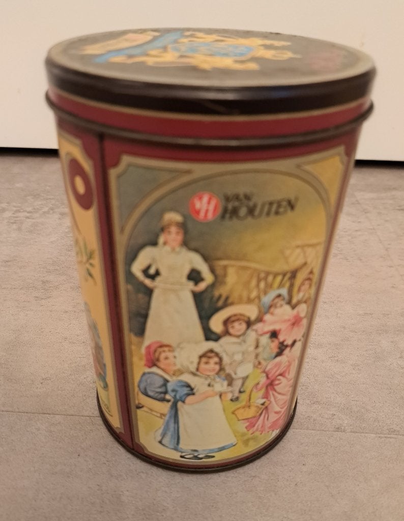Van Houten cacaoblik 1980, Verzamelen, Blikken, Ophalen of Verzenden, Gebruikt, Overige, Overige merken
