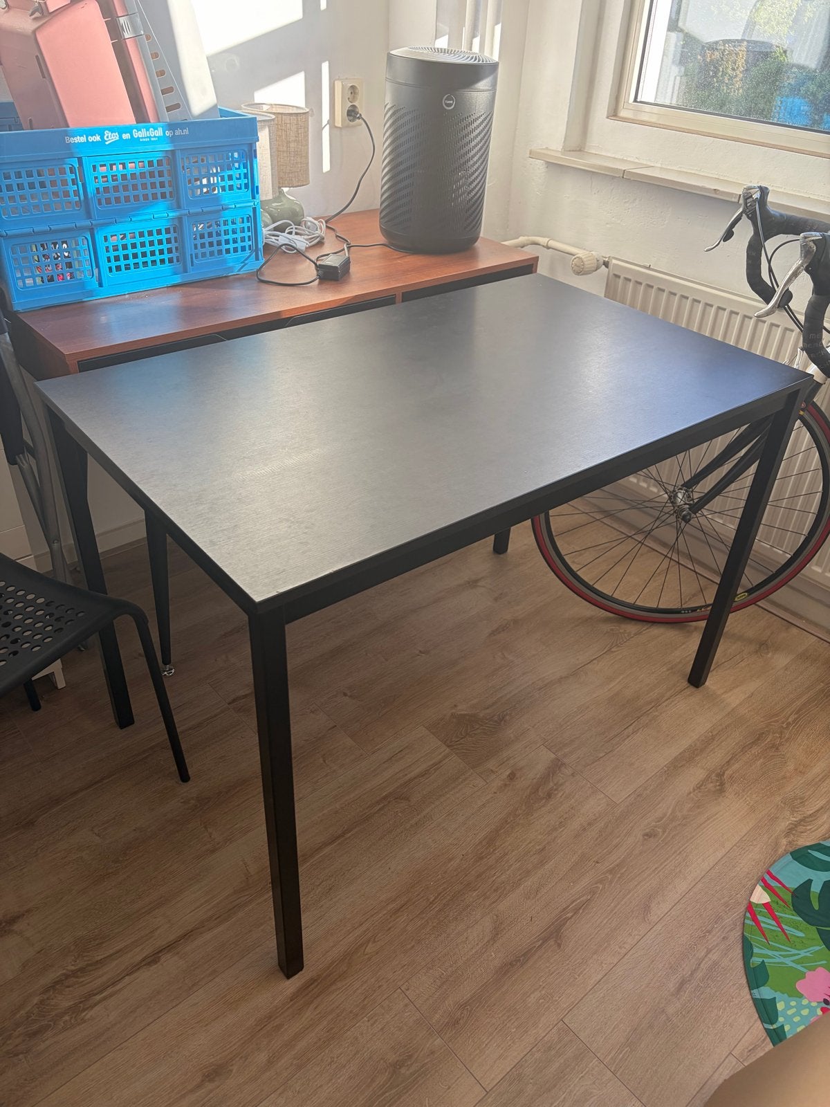 Tafel, zwart, 110x67 cm, Huis en Inrichting, Tafels | Eettafels, Ophalen, Gebruikt, 100 tot 150 cm, Tot twee personen