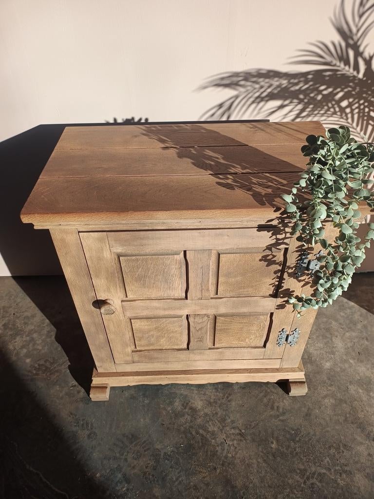 Gestraald eiken kastje | massief | landelijk, Ophalen, Minder dan 45 cm, 70 cm of meer