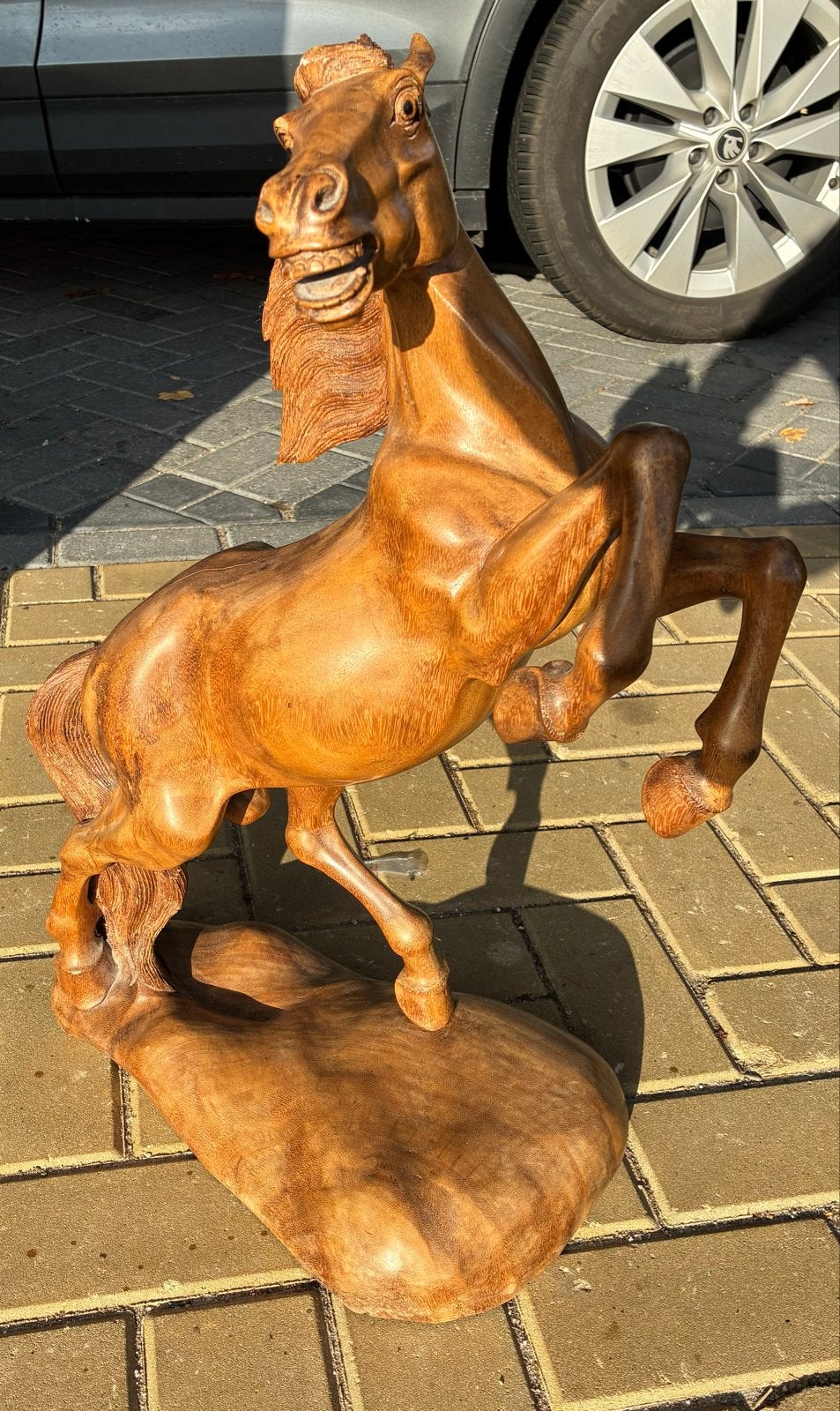 Prachtig houtsnijwerk paard dat stijgert, ca. 68 cm hoog, Ophalen, Houtsnijwerk, 50 - 100 cm, Hout
