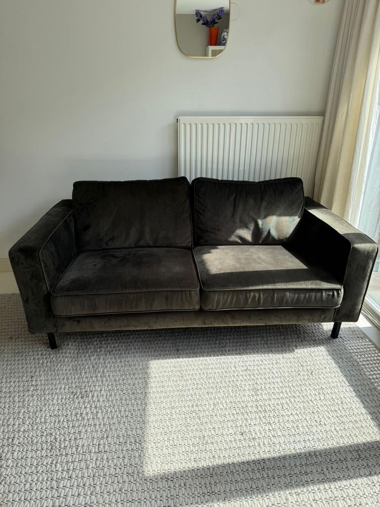 WOOOD Bank Robin 2,5-zits fluweel warmgroen, Ophalen, Gebruikt, Modern, Scandinavisch, Driepersoons