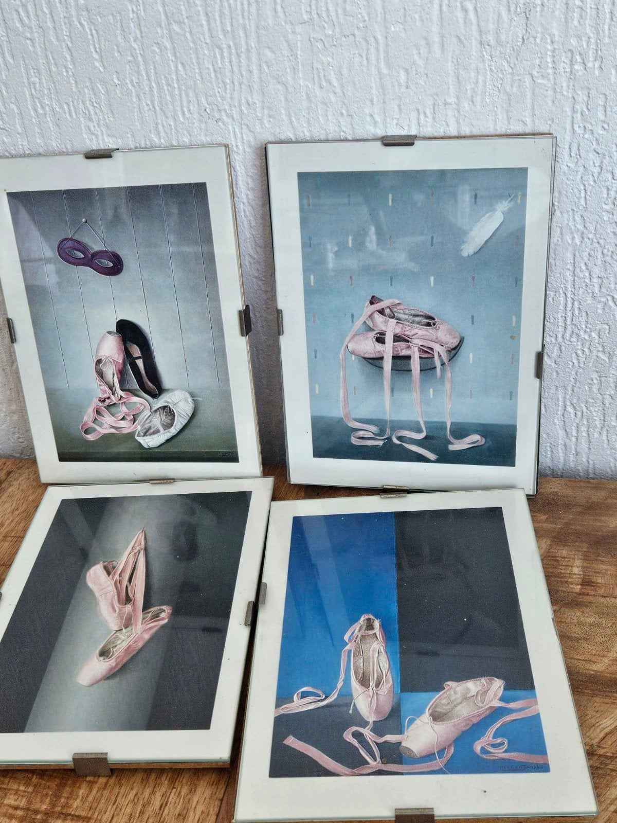 set van 4 vintage kunstprints – Balletschoenen / Spitzen, Ophalen of Verzenden, Roze