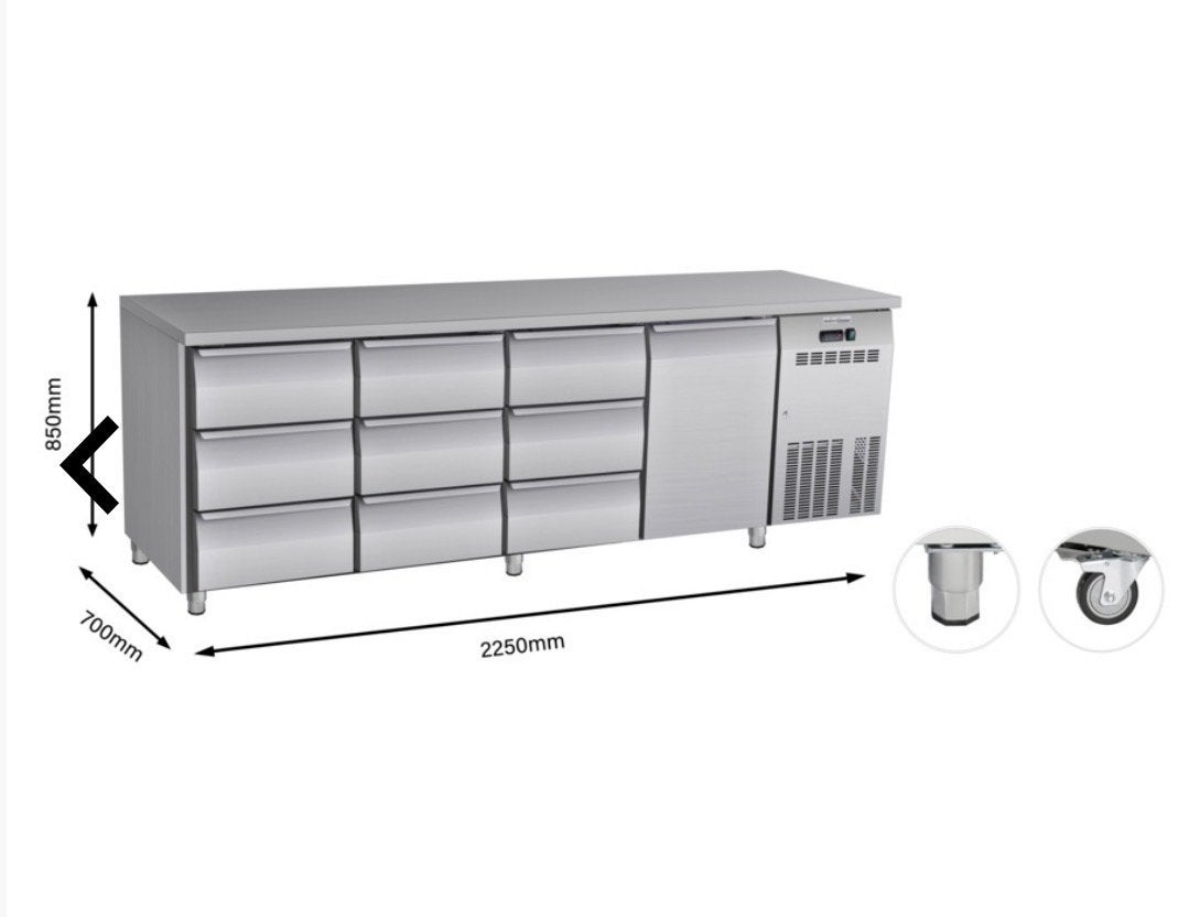 Nieuwe RVS Koelwerkbank met laden - Ongebruikt in doos, Ophalen of Verzenden, Nieuw in verpakking, Koelen en Vriezen
