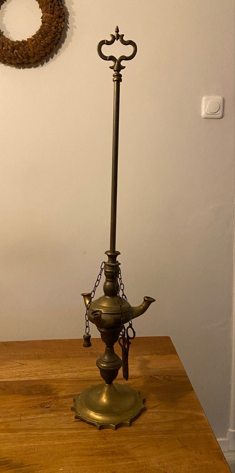 Antieke olielamp van messing, Verzenden