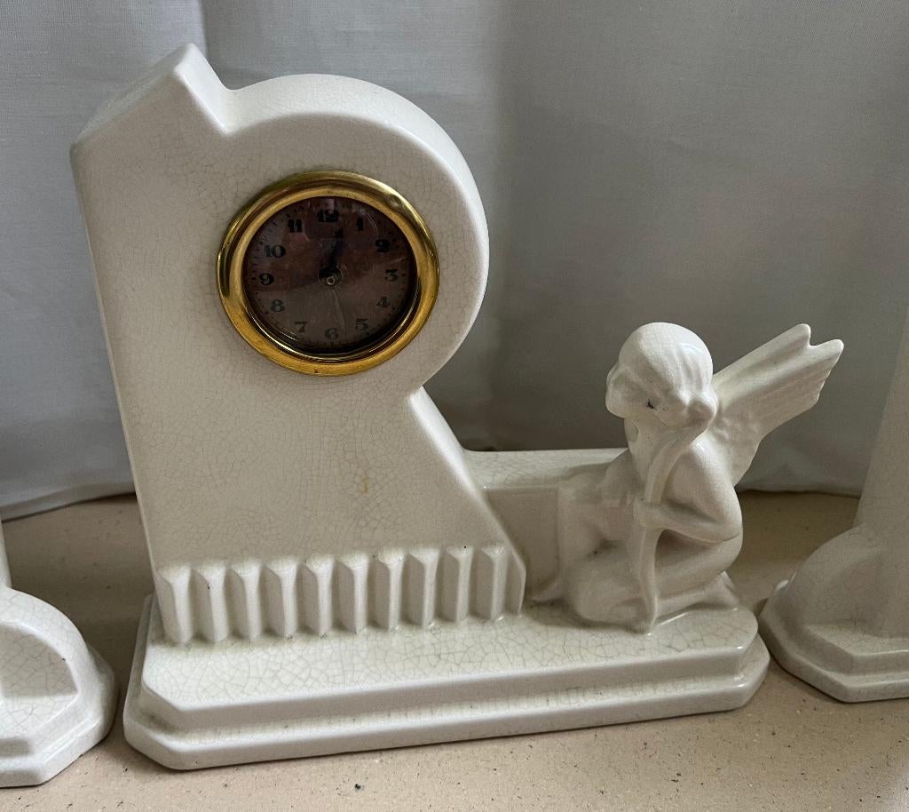 Prachtig Art Deco pendule stel "Artemis of Diana" - puntgaaf, Antiek en Kunst, Ophalen of Verzenden