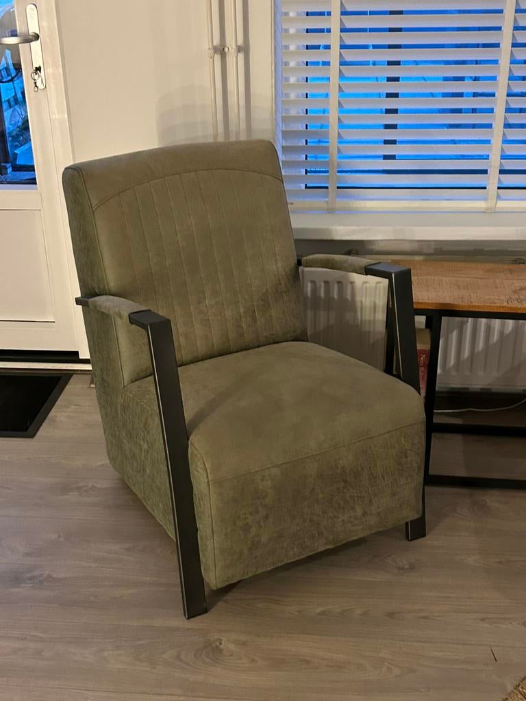 Groene Fauteuil, Huis en Inrichting, Fauteuils, Ophalen, Zo goed als nieuw, 75 tot 100 cm, 50 tot 75 cm