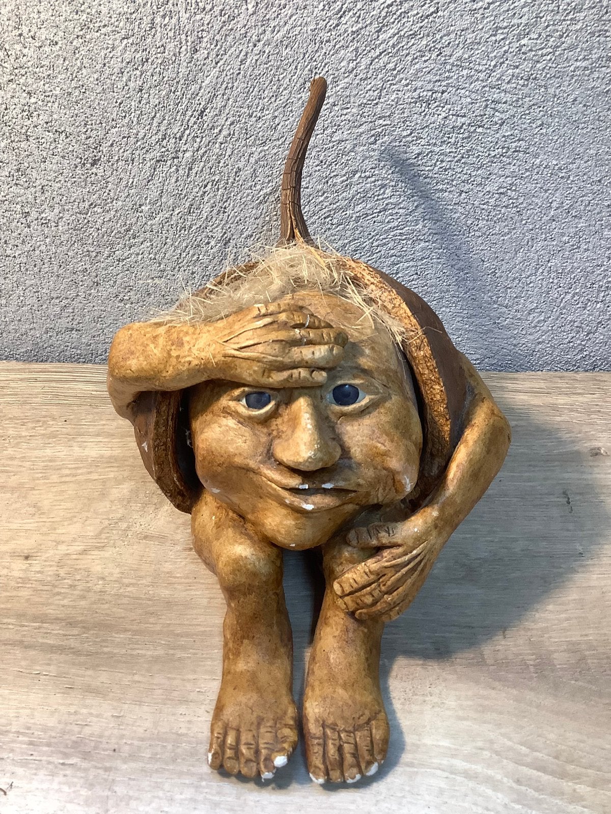 Herfst decoratie kalebas mannetje pompoen kalebas poppetje, Ophalen of Verzenden, Gebruikt