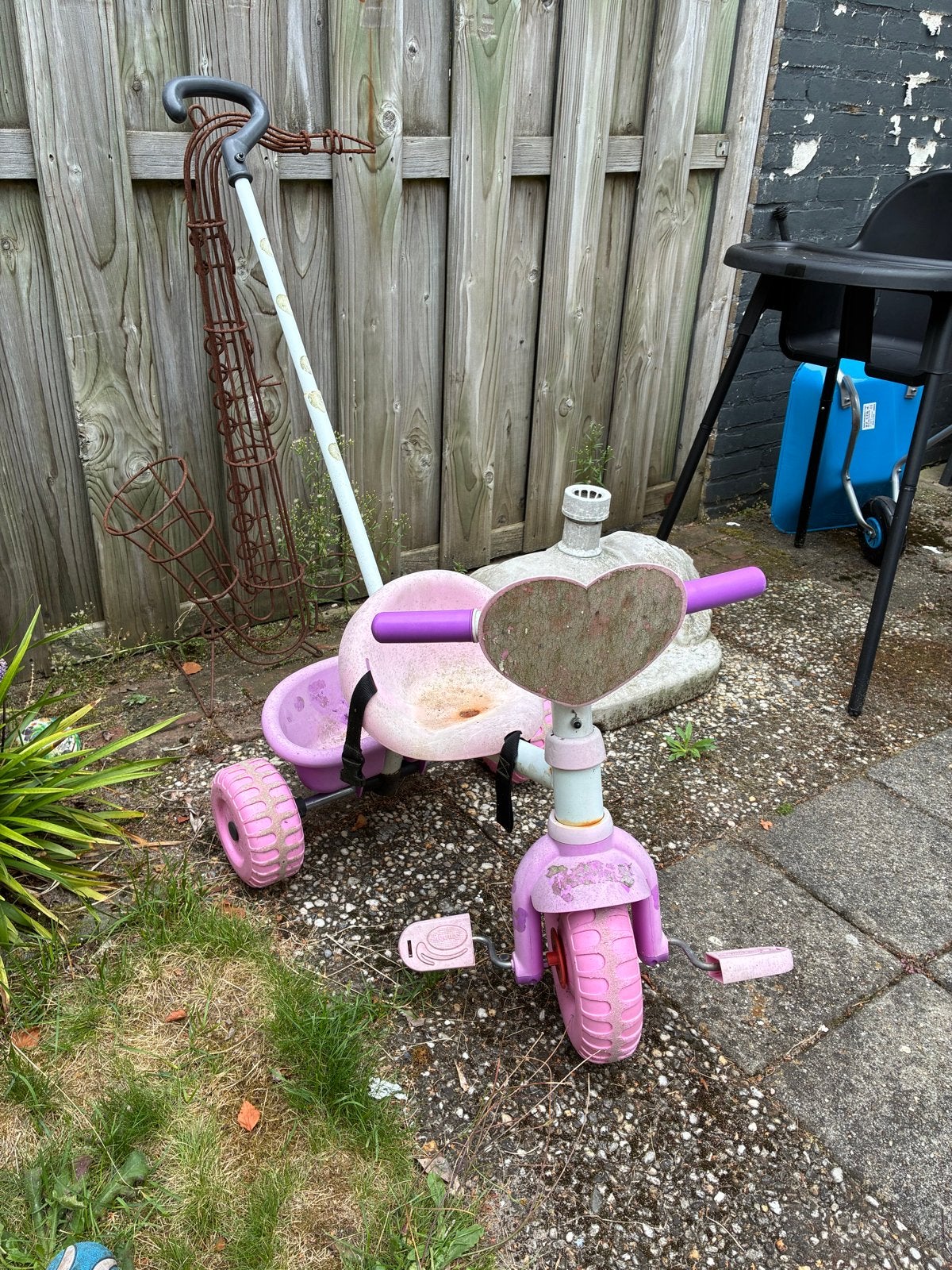 Roze driewieler met duwstang - Gebruikt, Kinderen en Baby's, Ophalen, Gebruikt, Overige typen