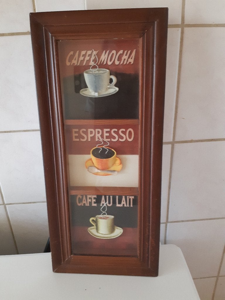 Klassiek Koffie Wandbord / Schilderij in Houten Lijst, Ophalen of Verzenden