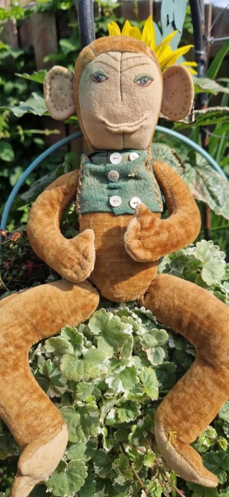 Schattig vintage knuffel aapje voor decoratie (brocante), Ophalen of Verzenden, Gebruikt, Overige typen