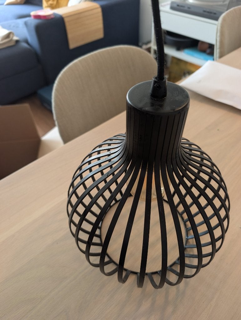 Zwarte metalen hanglamp - Modern design, Ophalen, Modern, industrieel, E27 (groot), Zo goed als nieuw