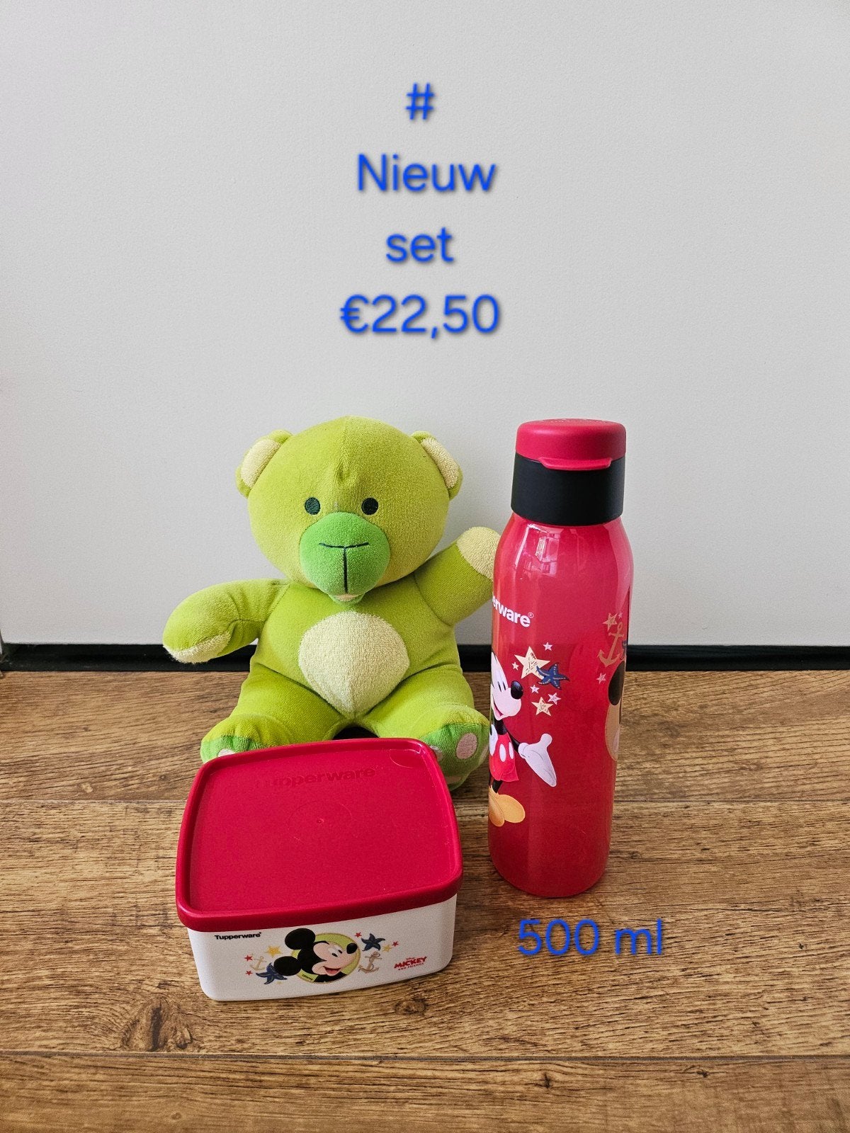 # Tupperware nieuwe set Mickey Mouse fles + bakje, Met deksel, 500 ml, Overige typen, Nieuw