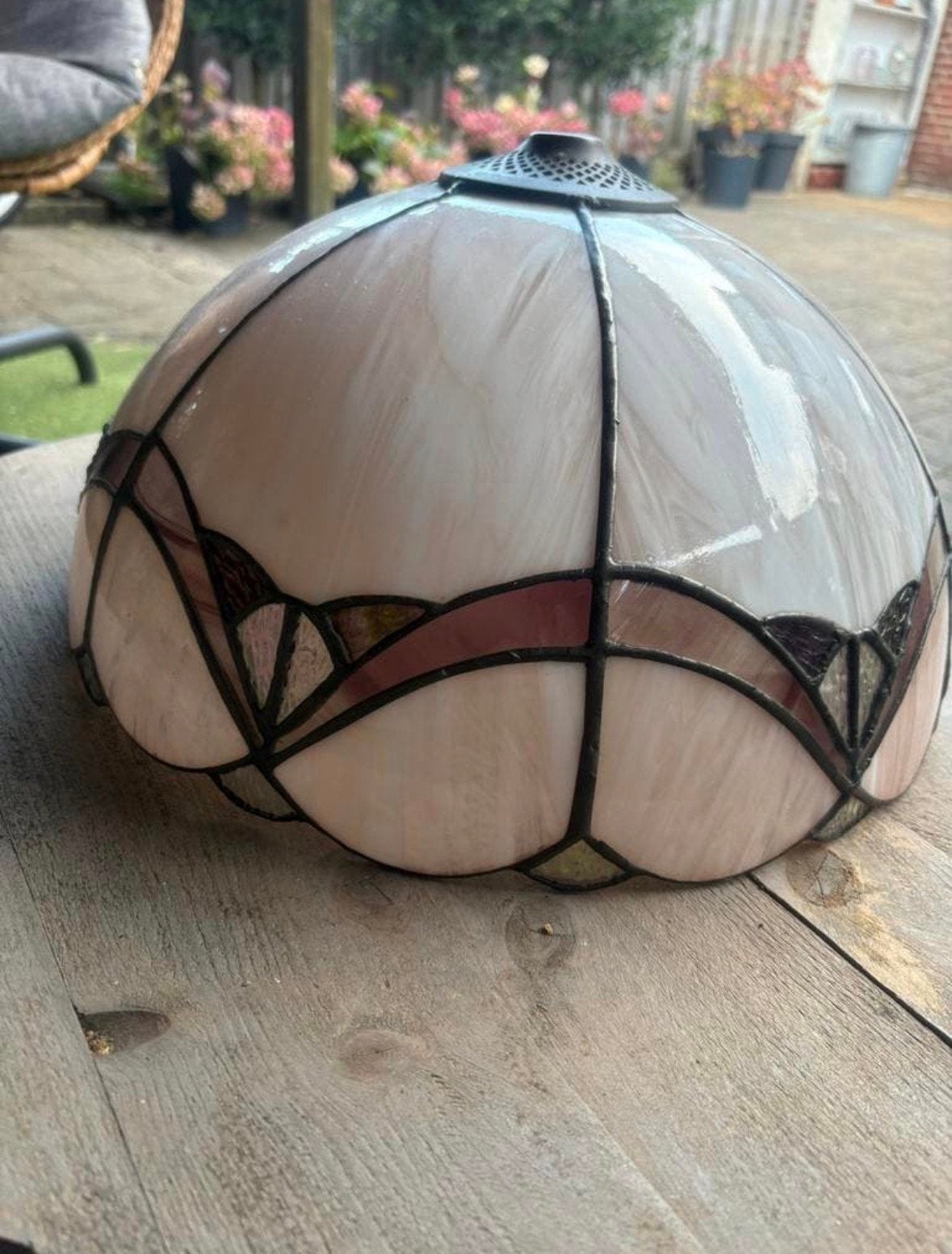 Tiffany glas en lood plafonnière en/of schermerlamp kap, Ophalen, 20 cm, Rond, Zo goed als nieuw