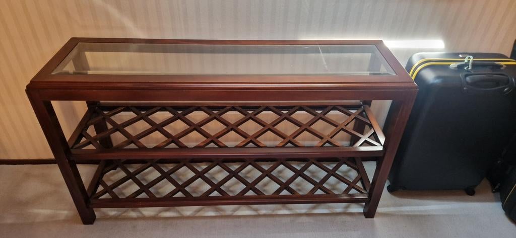 Dressoir Meubel met geslepen glas, Ophalen of Verzenden, 25 tot 50 cm, Glas
