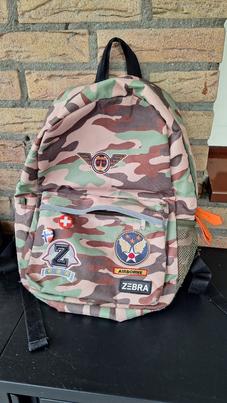Zebra schooltas - stoere army print, Overige merken, Gebruikt, 25 tot 40 cm, Ophalen of Verzenden