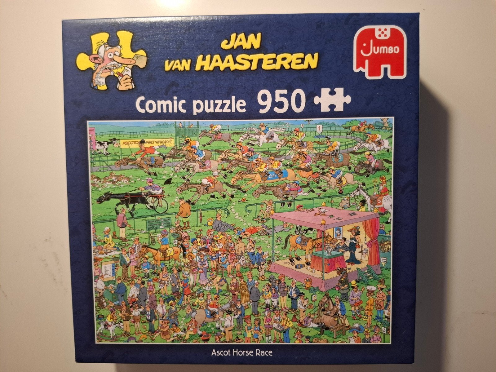 Jan van Haasteren 'Ascot Horse Race' 950 stukjes + poster, Ophalen of Verzenden, 500 t/m 1500 stukjes, Gebruikt, Legpuzzel