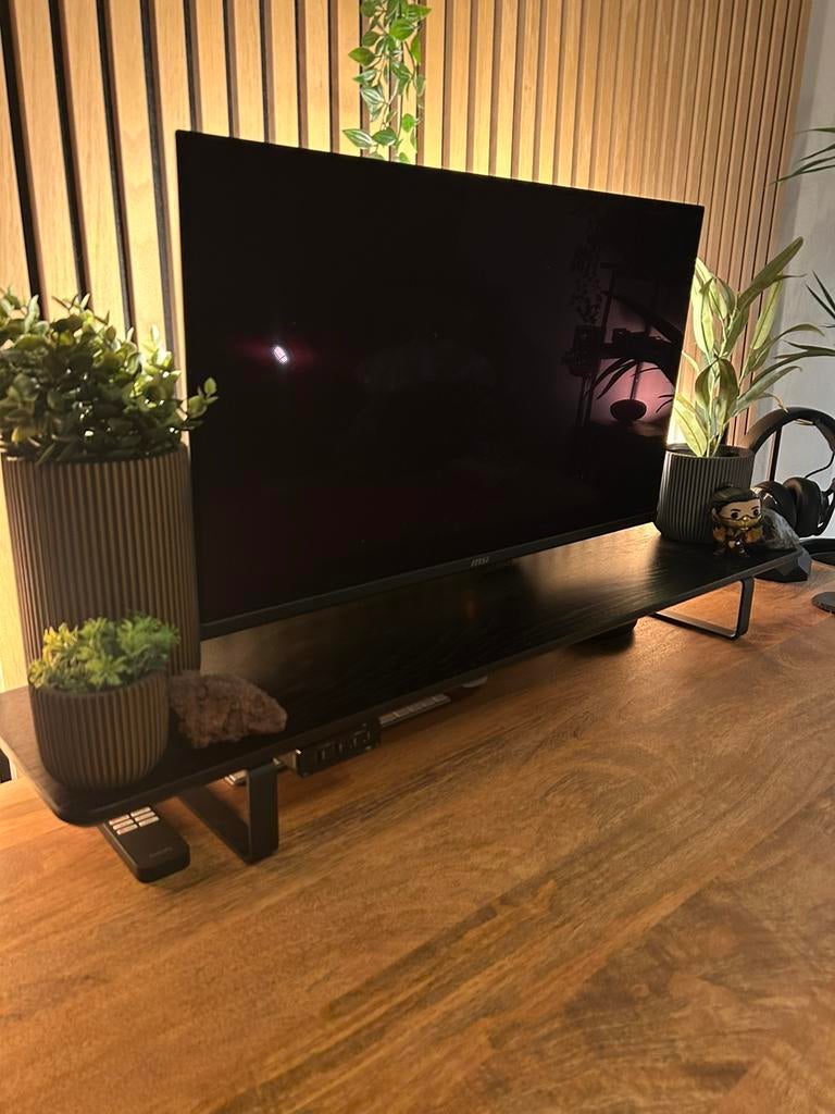 Wooden Amsterdam Dual Desk Shelf Monitor Stand -  zwart, Ophalen, 50 Hz, Zo goed als nieuw, Samsung