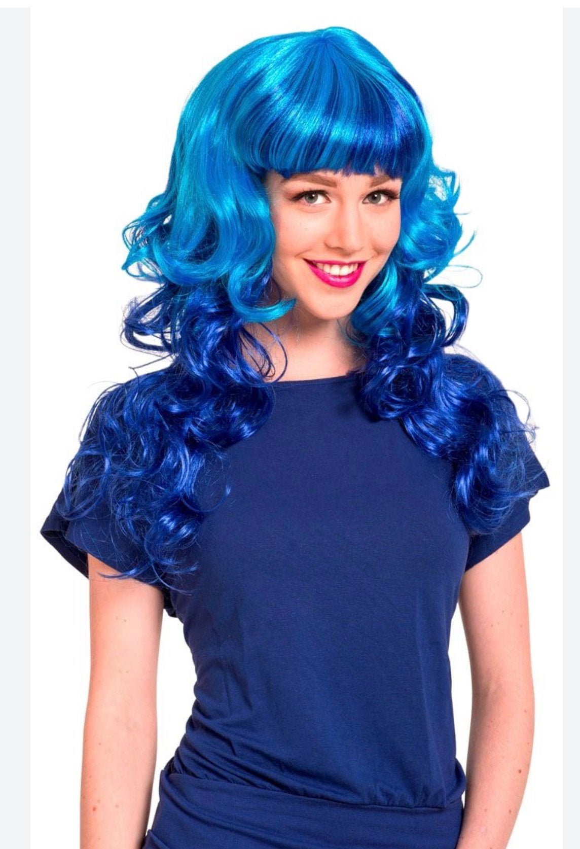 Blauwe pruik, Ophalen of Verzenden, Zo goed als nieuw, Carnaval