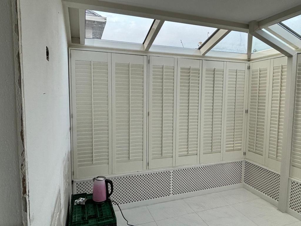 serre shutters - Roomwit echt hout, Ophalen, Gebruikt, Wit, Minder dan 100 cm