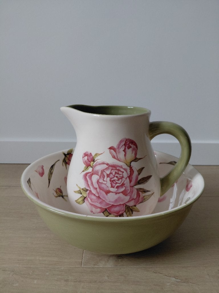 Jet ter Steege lampetstel servies 'peony / pioenroos', Kan, Landelijk/Boerenbont, Ophalen of Verzenden, Zo goed als nieuw