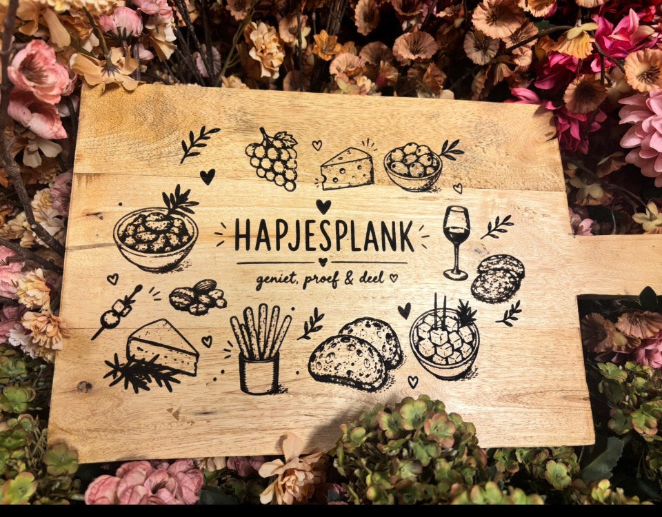 Borrelplank / tapasplank met tekst, Ophalen, Nieuw, Bb, Bb