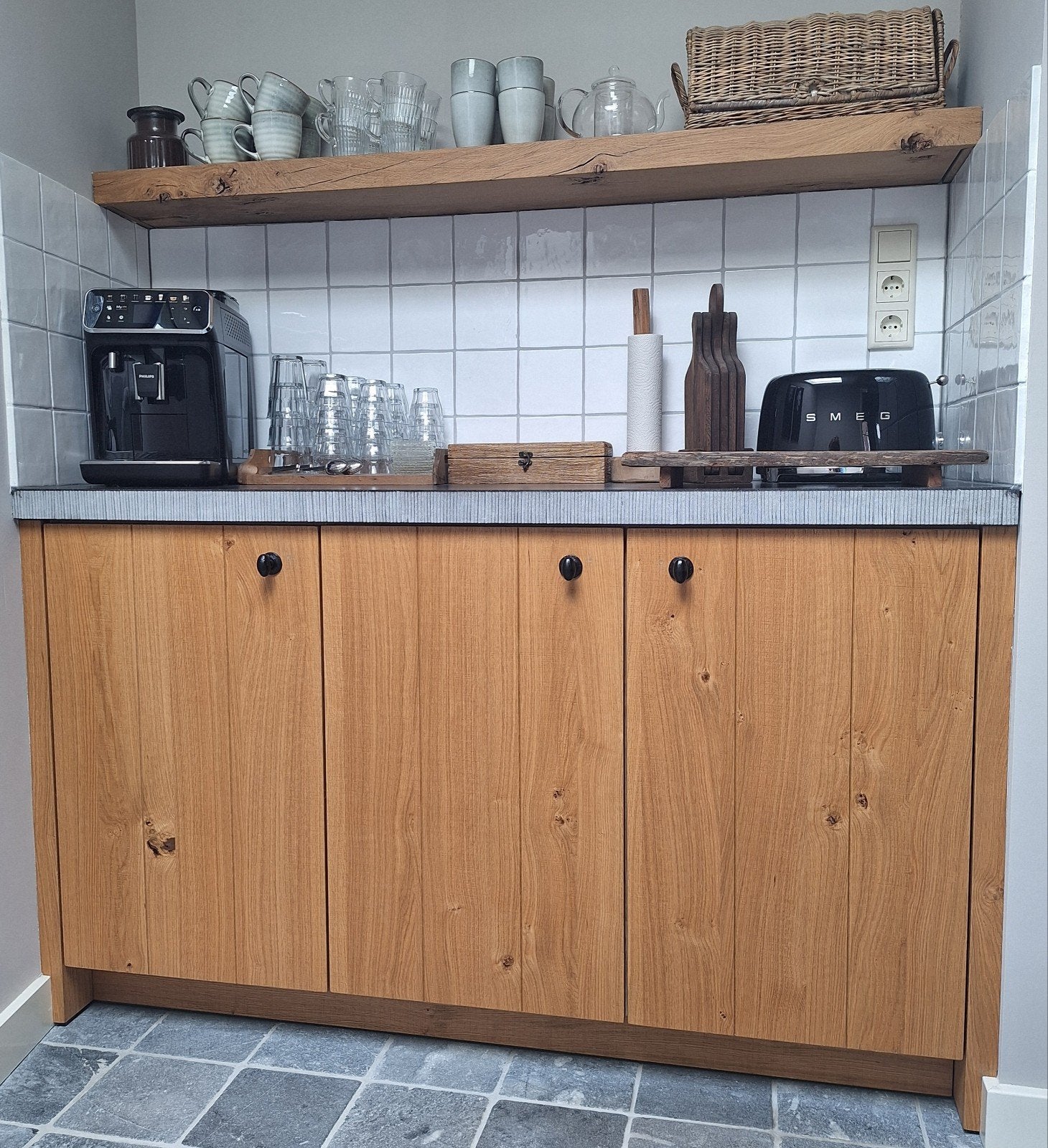 Keukenblokje/ kastjes, Ophalen, 50 tot 75 cm, Eikenhout, Minder dan 100 cm