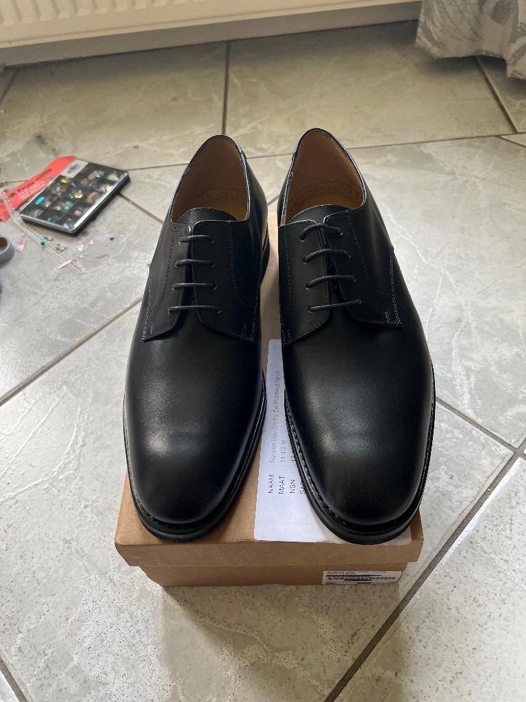 Nieuw paar Derby Veterschoenen van defensie maat 11,5M. 47, Verzenden, Zwart, Derby van Defensie, Nieuw