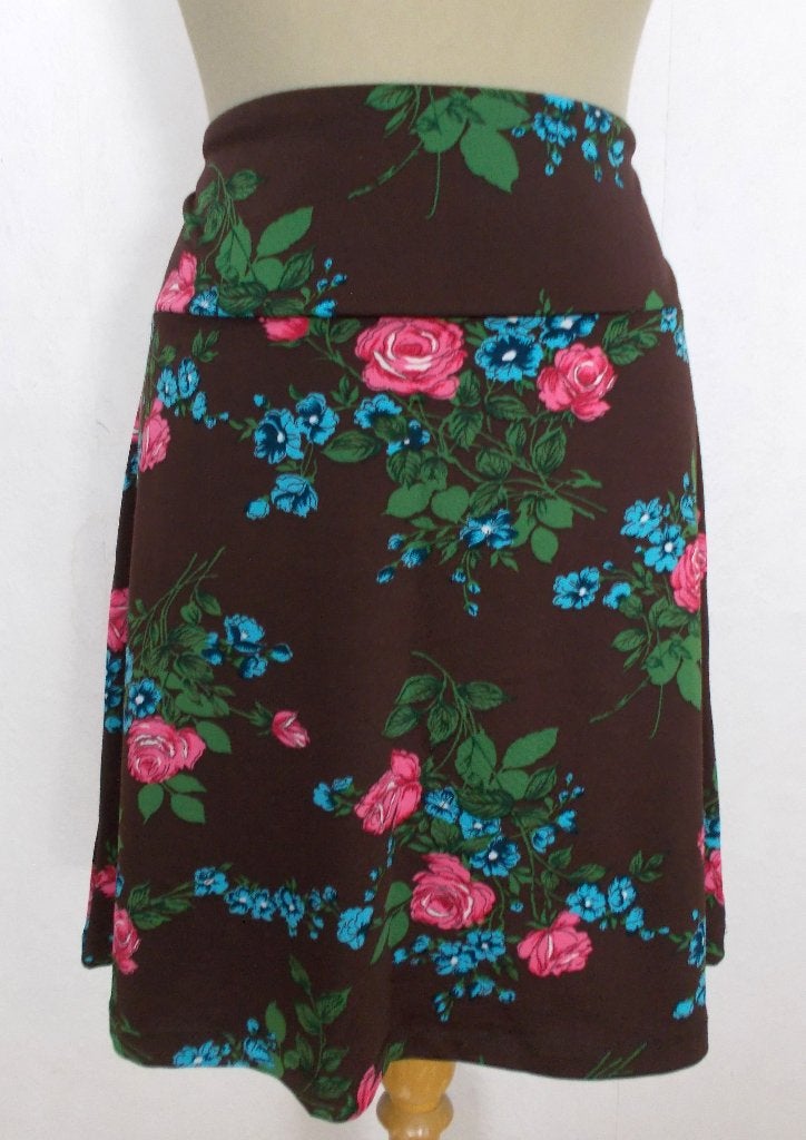 Leuk bruin rozen/bloemen print rokje van King Louie! M, Kleding | Dames, Maat 38/40 (M), Bruin, Verzenden, Zo goed als nieuw