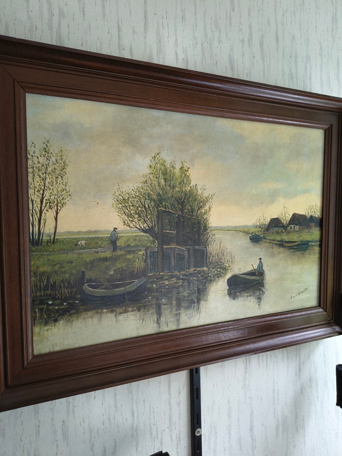 Prachtig Landschap Schilderij uit 1981 - Gesigneerd, Antiek en Kunst, Kunst | Schilderijen | Klassiek, Doek, Realistisch, Ophalen of Verzenden
