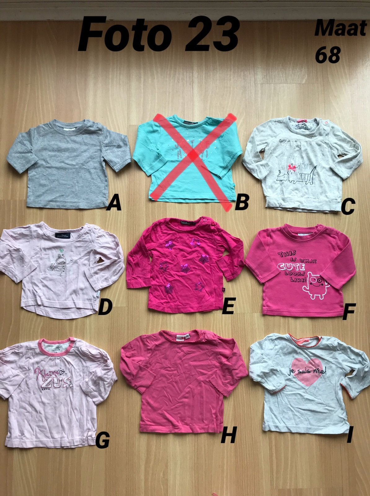 Shirt longsleeve meisje maat 68 zgan *foto 23*, Kinderen en Baby's, Babykleding | Maat 68, Ophalen of Verzenden, Zo goed als nieuw
