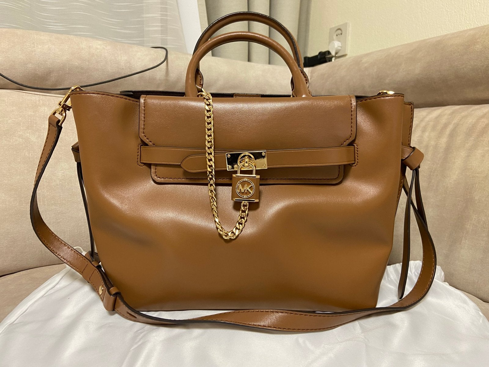 Michael Kors Hamilton Legacy grote Leren Tas, Sieraden, Tassen en Uiterlijk, Tassen | Damestassen, Ophalen of Verzenden, Gebruikt