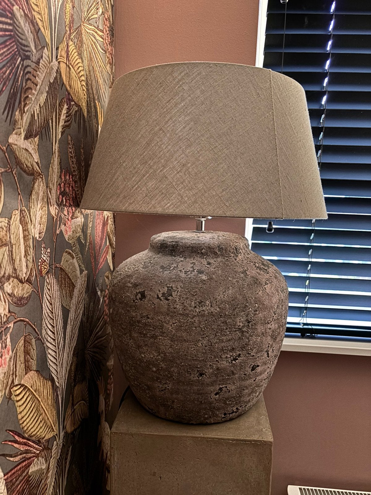 Mooie kruiklamp met grijze kap, Ophalen, Zo goed als nieuw, Rond