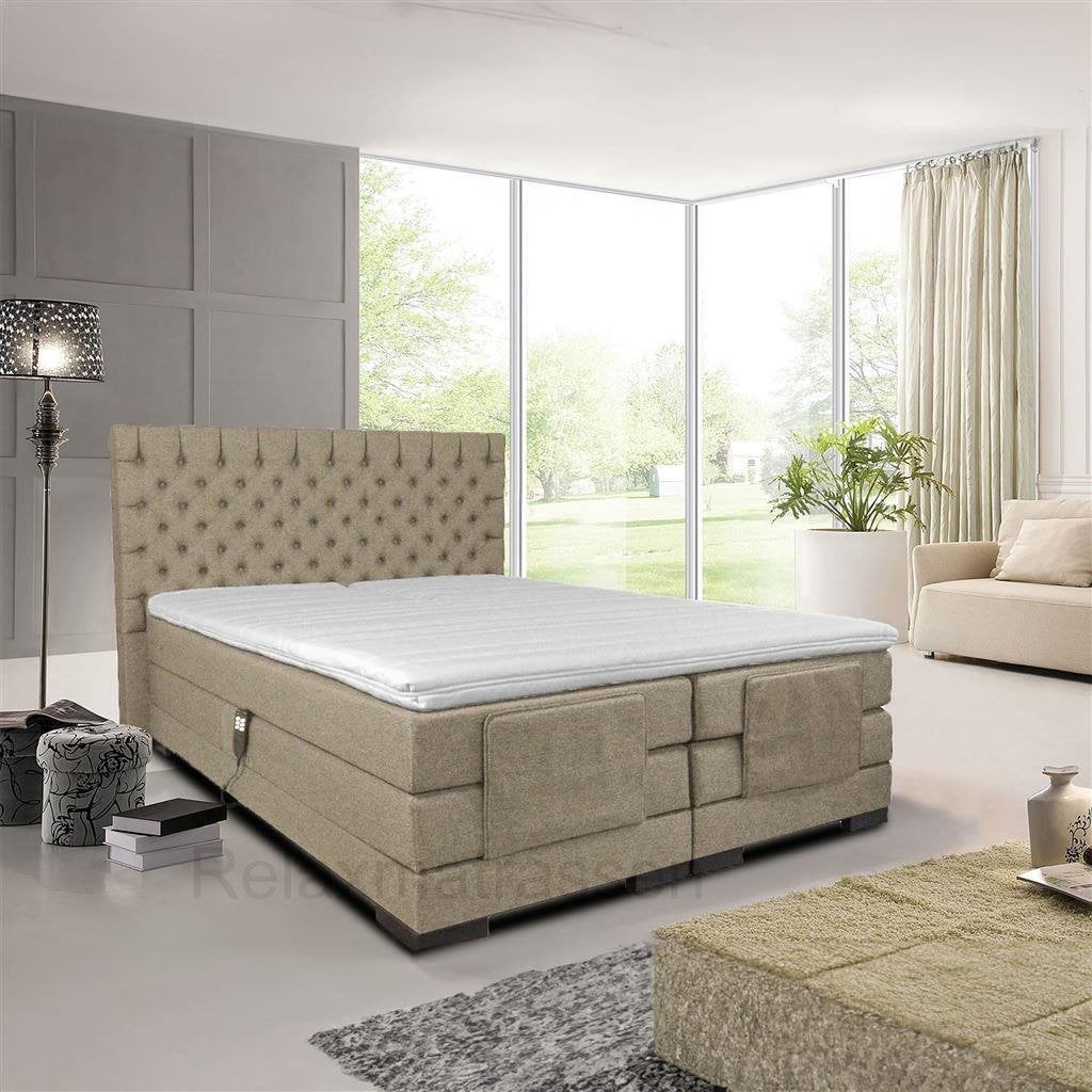 Boxspring Chesterfield Elektrisch, Verzenden, Nieuw, Tweepersoons, Zwart