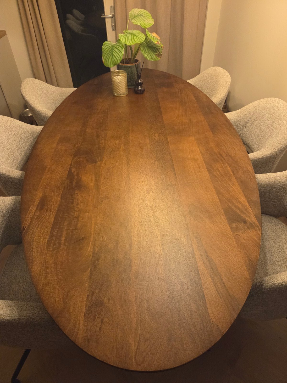 Nieuwe Ovale Mango hout eettafel hotel chique/ japandi, Ophalen, 100 tot 150 cm, Ovaal, Overige houtsoorten