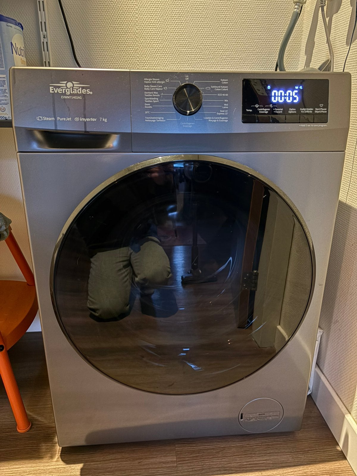 Everglades EVWM71402AG wasmachine – 7 kg – 1400 toeren, 6 tot 8 kg, Ophalen, Gebruikt, 85 tot 90 cm