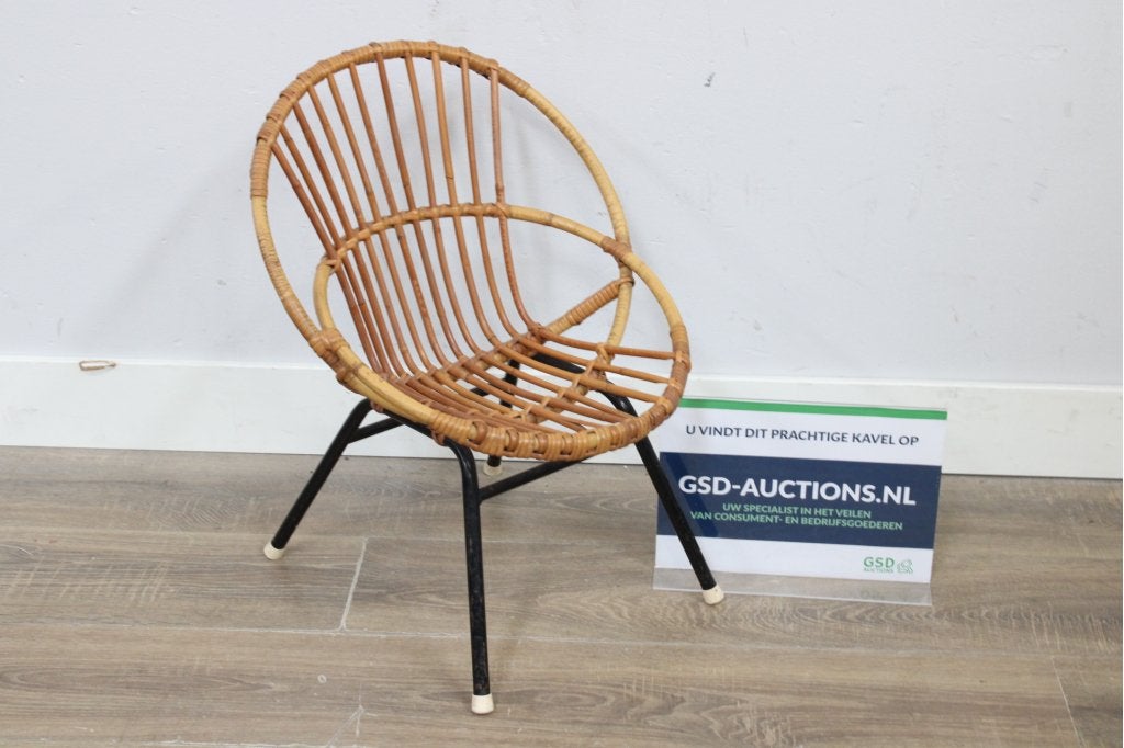 Vintage Jaren '60 - Rotan Rohé Stoel/Fateuil, Huis en Inrichting, Stoelen, Ophalen of Verzenden, Niet ingevuld, Niet ingevuld