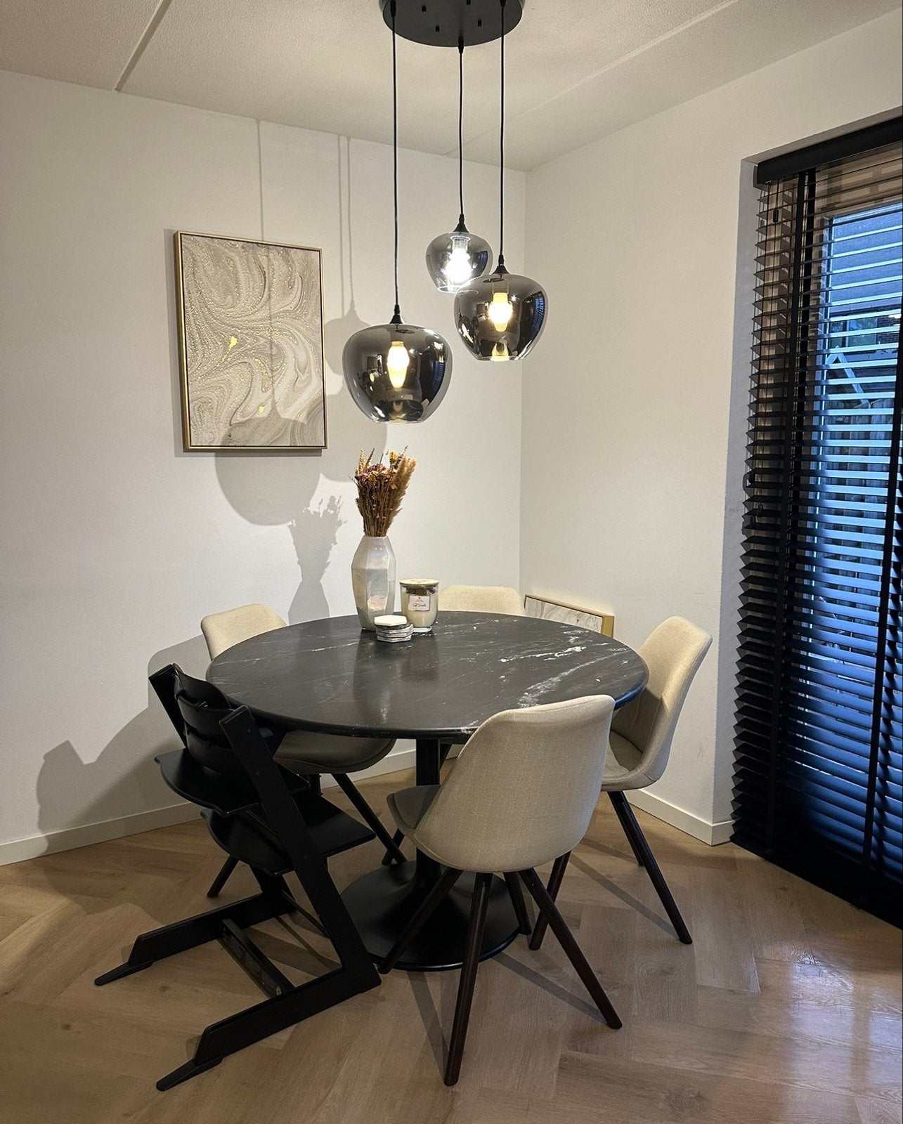 Marmer eettafel zwart rond 120, Huis en Inrichting, Ophalen, Overige materialen, 100 tot 150 cm, Rond