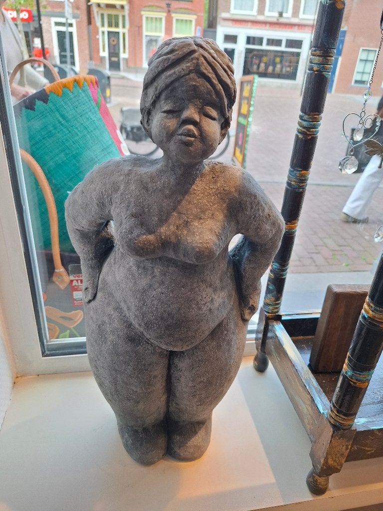 Grote Beton Tuinbeeld Dikke Dame, Ophalen of Verzenden, Nieuw, Beton, Mensenbeeld