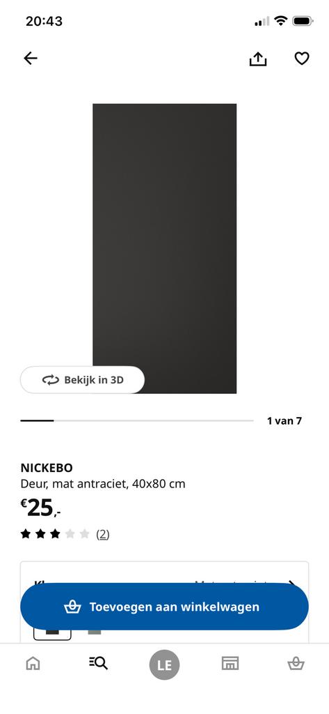 Ikea metod Nickebo deur mat antraciet 40x80, Ophalen, Grijs, 50 tot 100 cm, Zo goed als nieuw