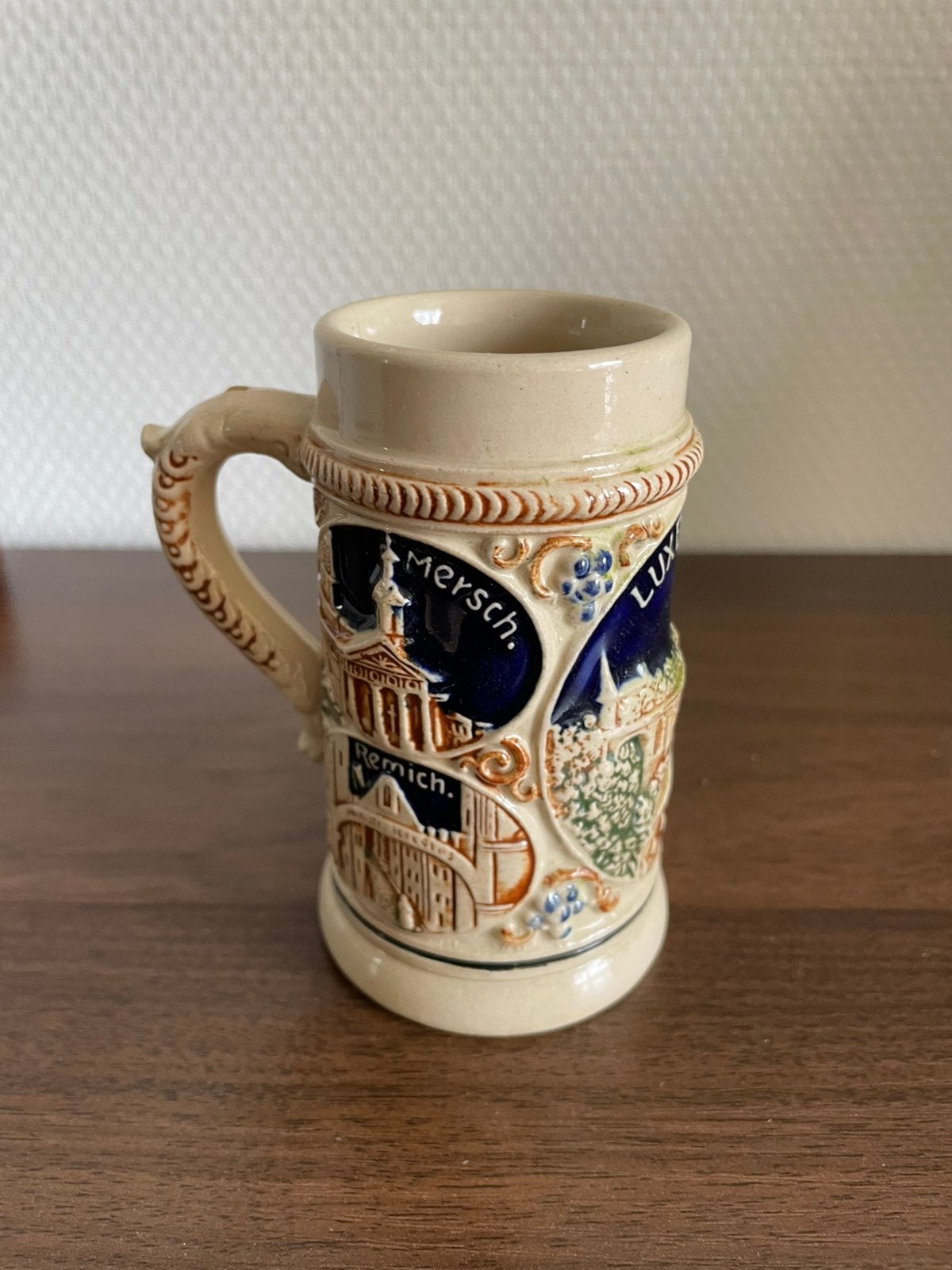 Kleine bierpul beige mersch uit Duitsland, Ophalen of Verzenden, Zo goed als nieuw, Pul(len), Overige merken
