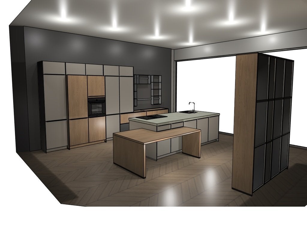 MEGA keuken Japandi stijl stenen blad kookeiland buitenkans!, Huis en Inrichting, Ophalen, Overige kleuren, Overige typen, Zo goed als nieuw
