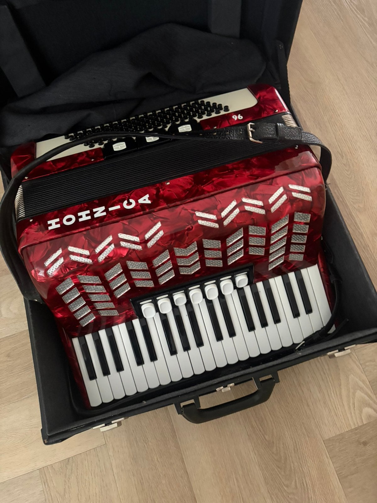 Honica accordeon goede staat incl koffer, Ophalen of Verzenden, Zo goed als nieuw, 96-bas, Overige merken