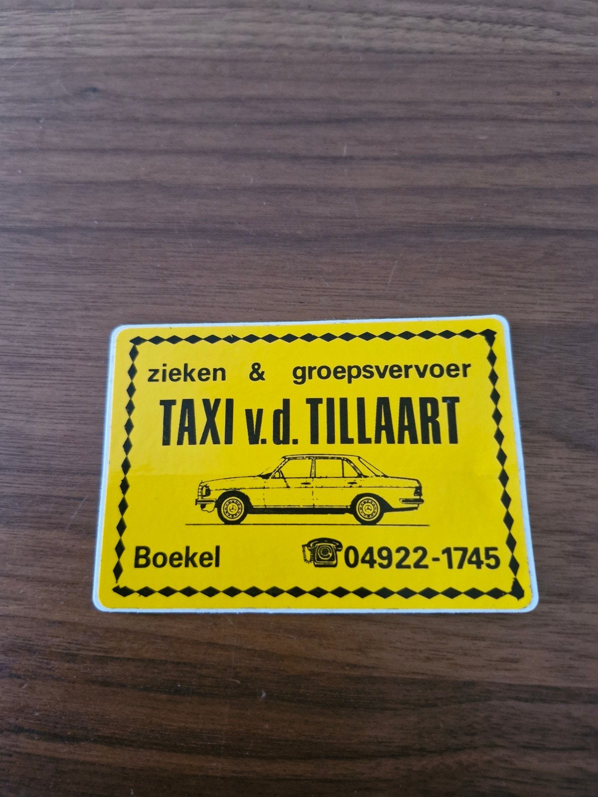 924 Vintage Taxi v.d. Tillaart Boekel sticker 10x7 cm, Ophalen of Verzenden