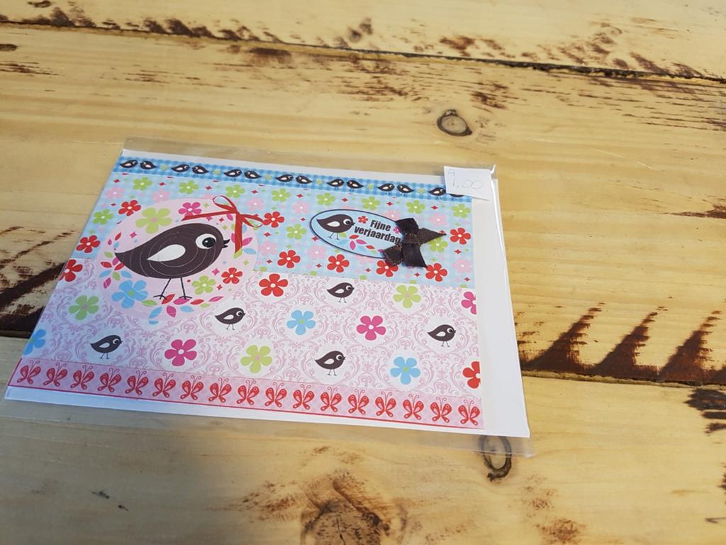 Kaartje verjaardag vogel met bloemetjes, Ophalen of Verzenden, Nieuw, Overige thema's