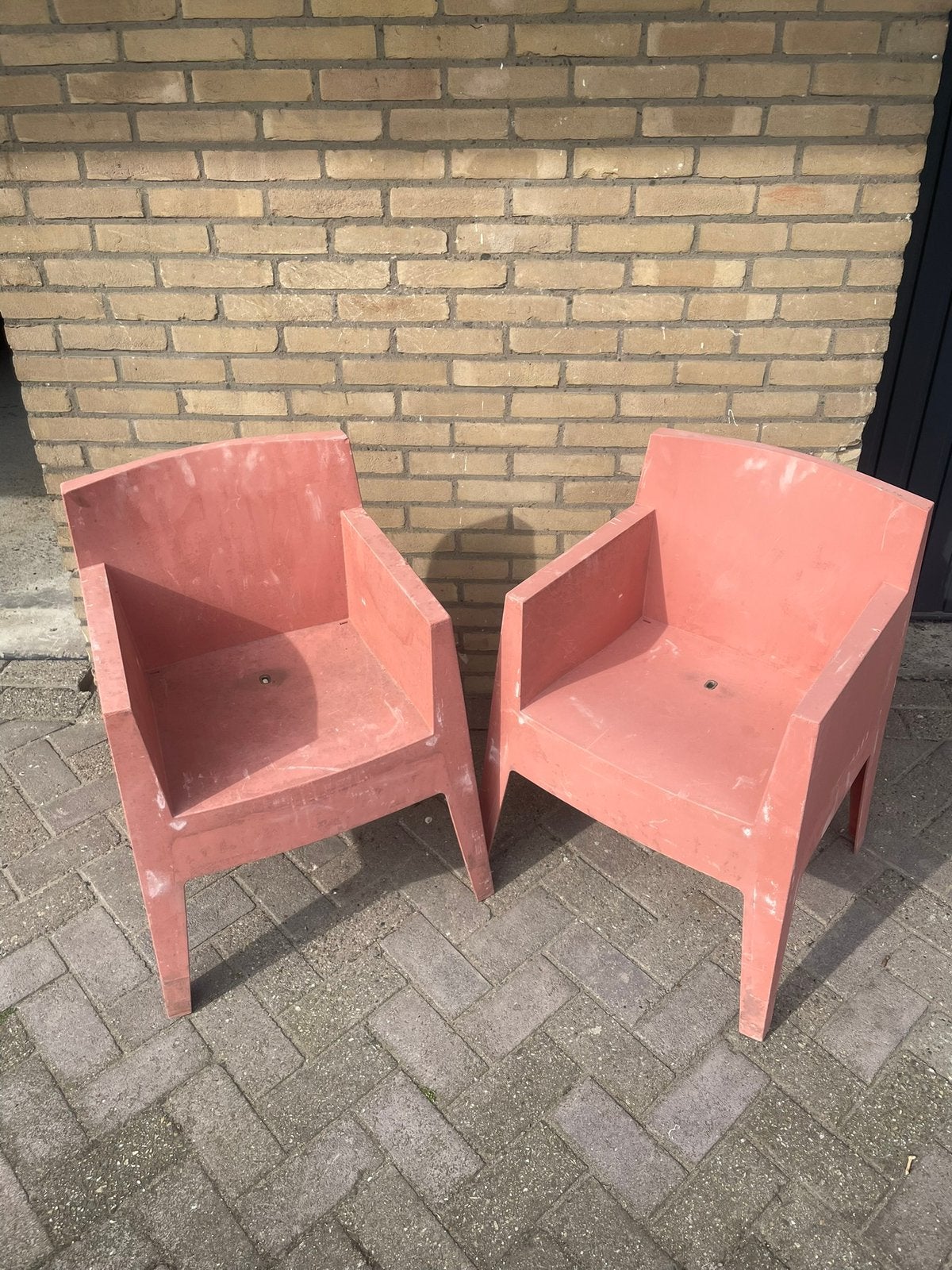 x2 Phillipe Starck Tuinstoelen, Tuin en Terras, Ophalen, Gebruikt, Kunststof, Stapelbaar