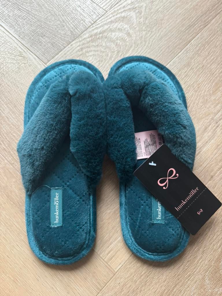 Nieuw Hunkemöller slippers velours pantoffels maat 36/37, Blauw, Overige typen, Nieuw, Ophalen of Verzenden