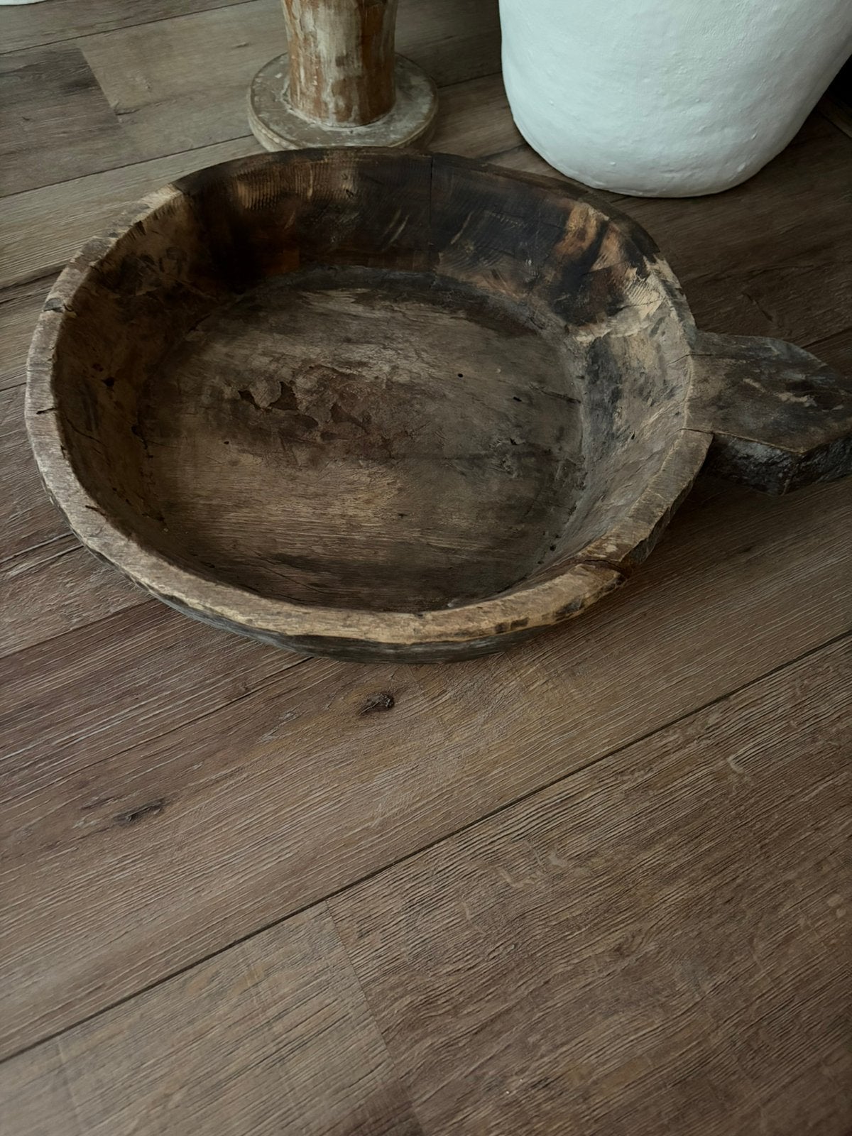 Grote houten schaal ( Aura Peeperkorn / Hoffz ), Huis en Inrichting, Ophalen, Hout, Bruin, Landelijk